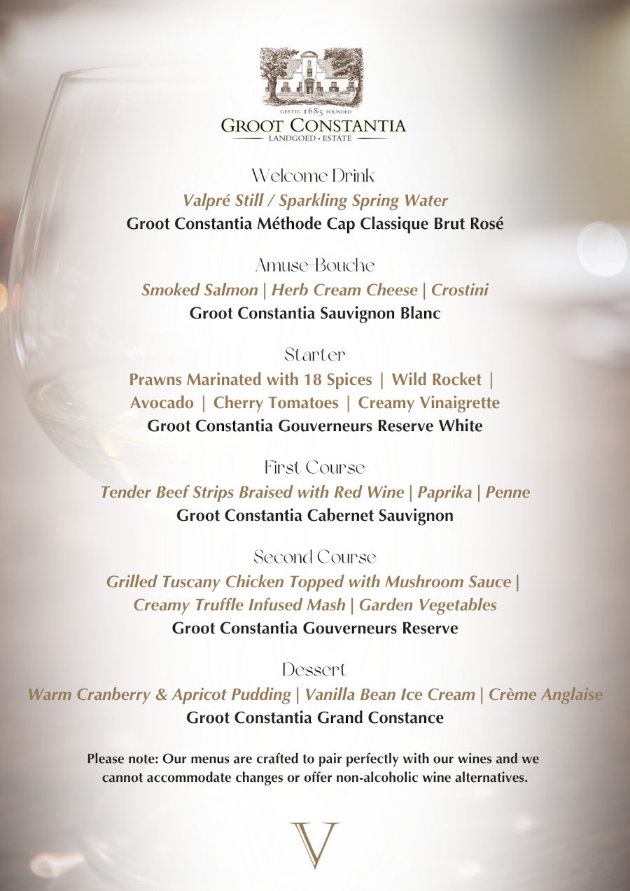 Groot Constantia Wine Pairing - Verdicchio